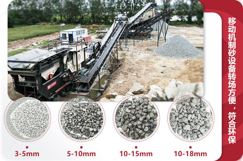 环保移动制砂生产线现场：多种出料规格