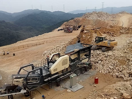 时产400吨石灰石移动破碎生产线现场安徽滁州